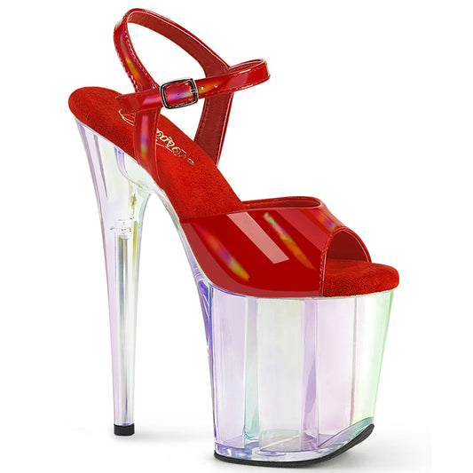 FLAMINGO-809HT Pleaser Red Holo Patent/Holo Tinted Platform Shoes [Exotic Dancing Shoes]