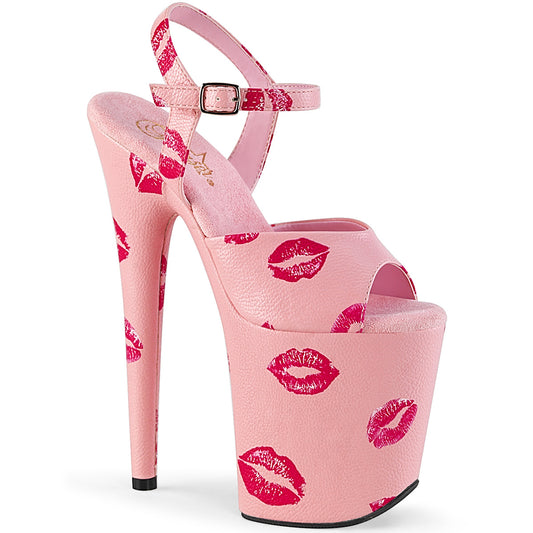 FLAMINGO-809KISSES Strippers Heels Pleaser Platforms (Exotic Dancing) B. Pink Faux Leather/B. Pink Faux Leather