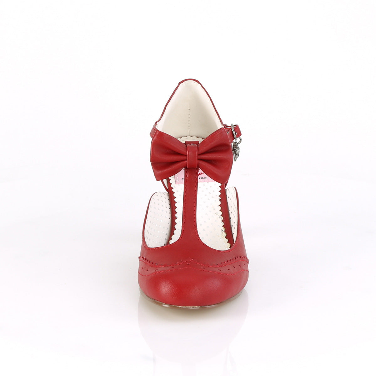 FLAPPER-11 Pin Up Couture Red Faux Leather Single Soles [Retro Glamour Shoes]