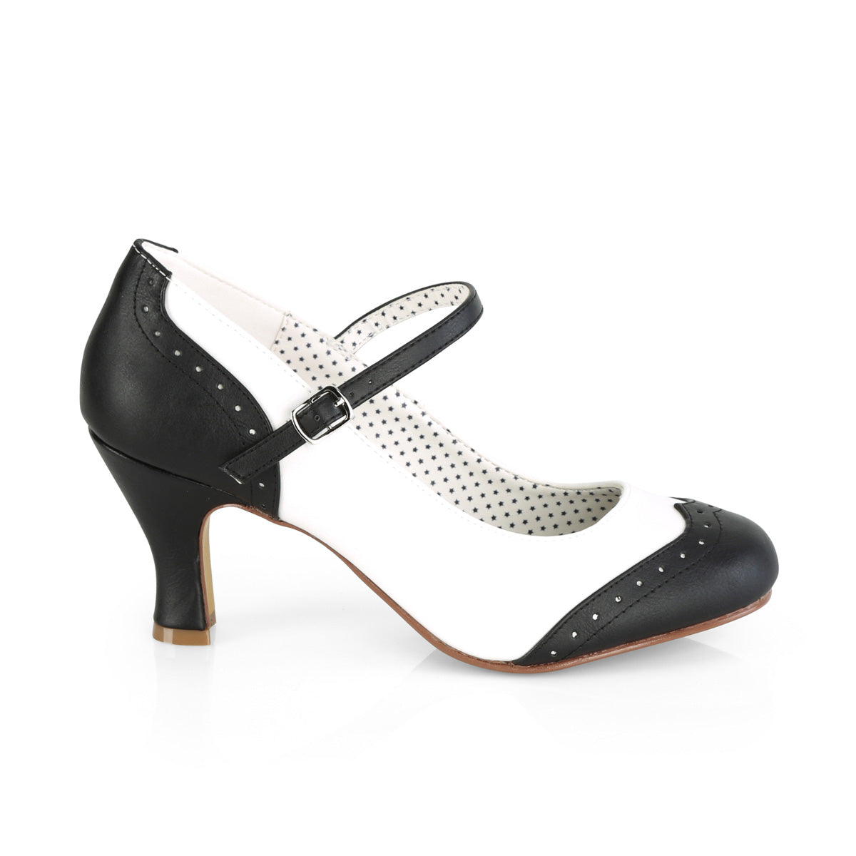 FLAPPER-25 Pin Up Couture Black-White Pu Single Soles [Sexy Shoes]