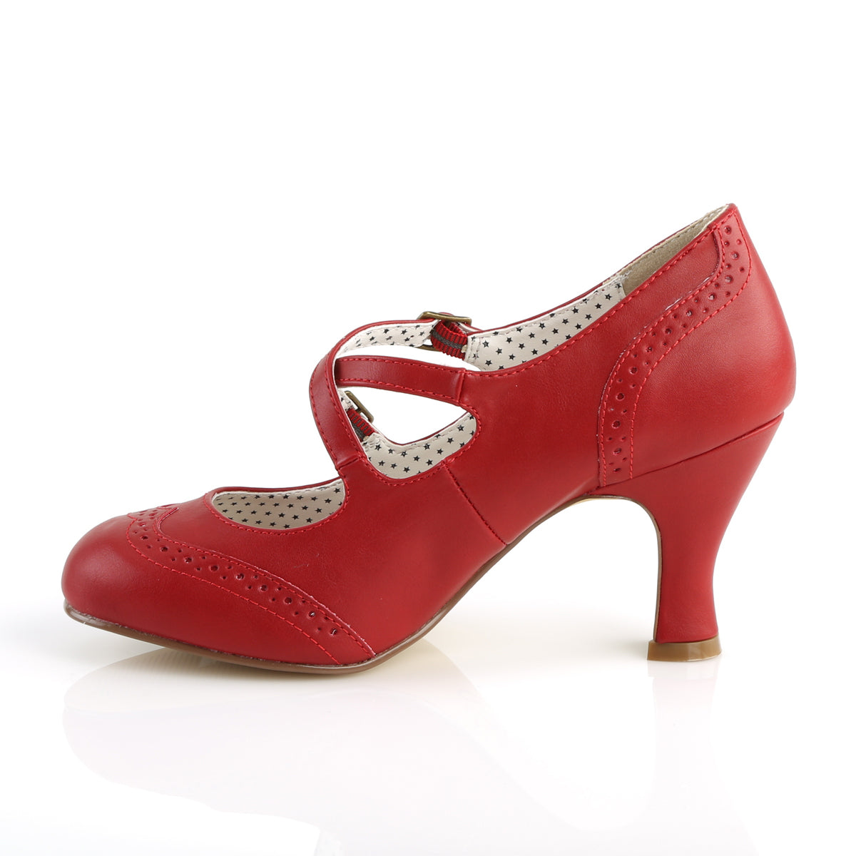 FLAPPER-35 Pin Up Couture Red Faux Leather Single Soles [Sexy Shoes]