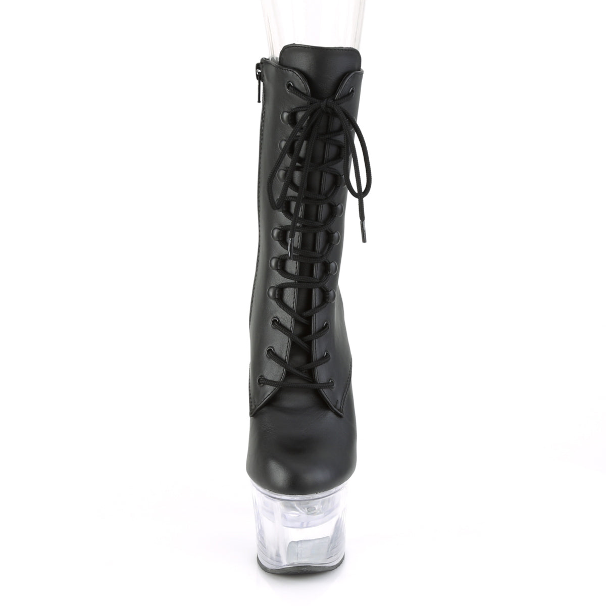 FLASHDANCE-1020-7 Pleaser Black Faux Leather/Clear Platform Shoes [Kinky Boots]