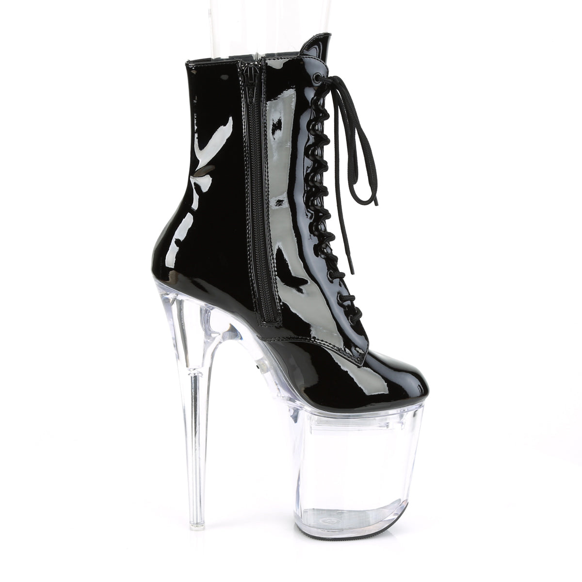 FLASHDANCE-1020-8 Pleaser Black Patent/Clear Platform Shoes [Kinky Boots]