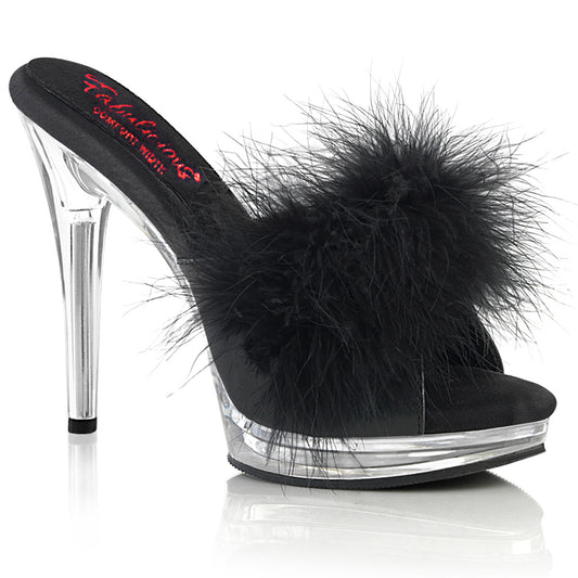 GLORY-501F-8 Exotic Dancing Fabulicious Shoes Blk Faux Leather-Fur/Clr
