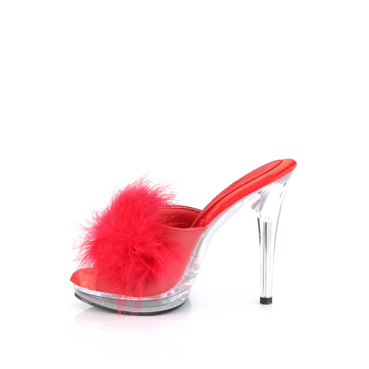 GLORY-501F-8 Fabulicious Red Faux Leather-Fur/Clear Shoes [Sexy Shoes]