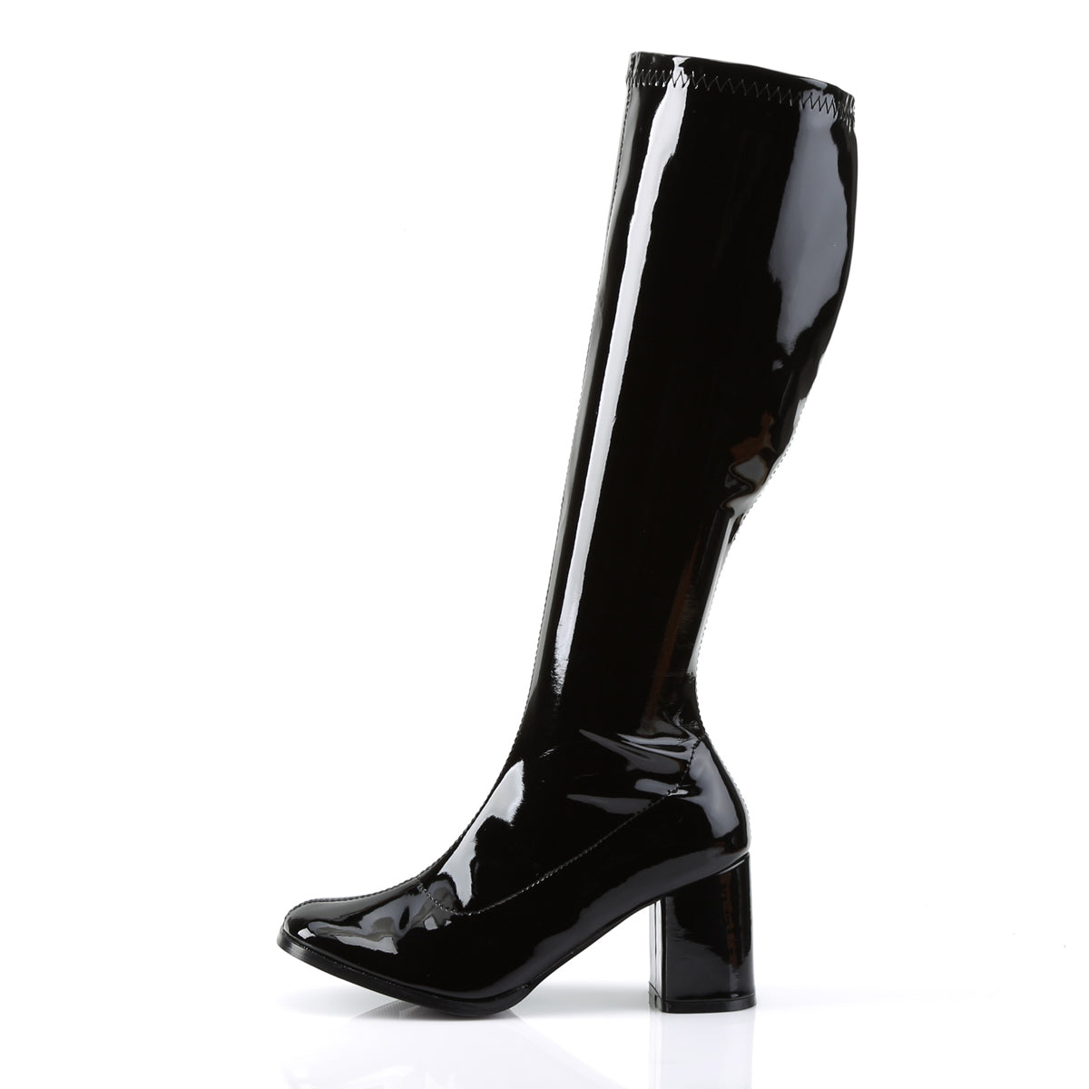 GOGO-300 Funtasma Fantasy Black Stretch Patent Women's Boots [Retro Knee High Boots]