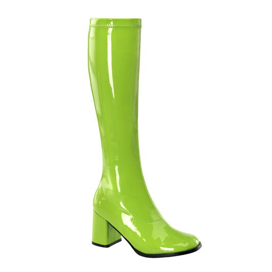 GOGO-300 Fancy Dress Costume Funtasma Women's Boots Lime Green Str Pat