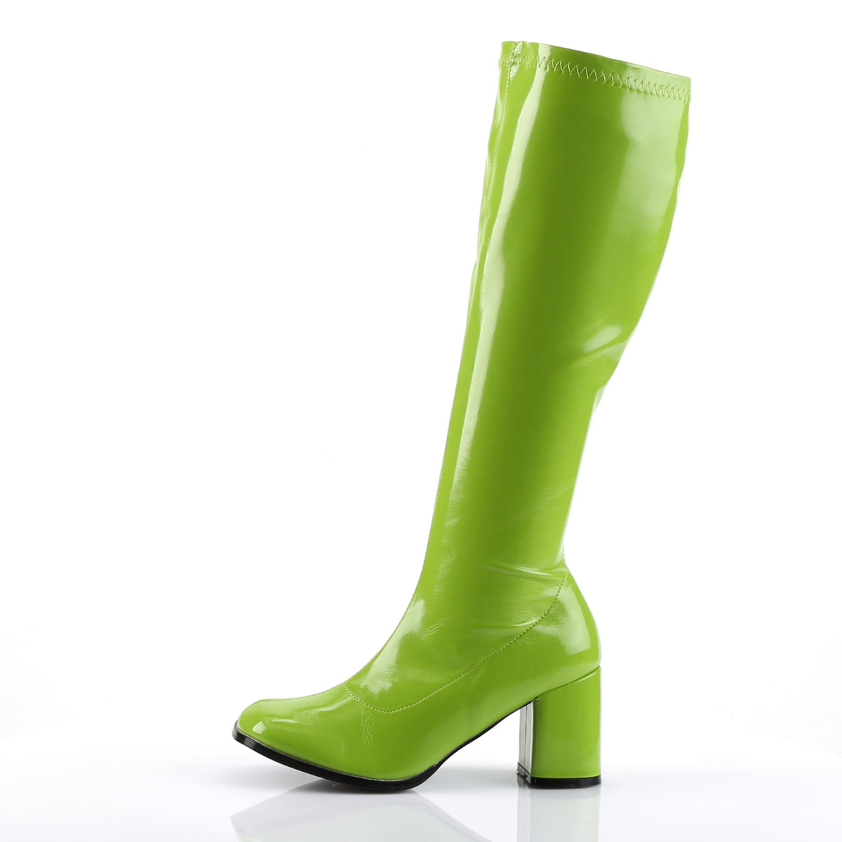 GOGO-300 Funtasma Fantasy Lime Green Stretch Patent Women's Boots [Retro Knee High Boots]