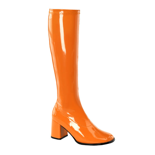 GOGO-300 Fancy Dress Costume Funtasma Women's Boots Orange Str Pat