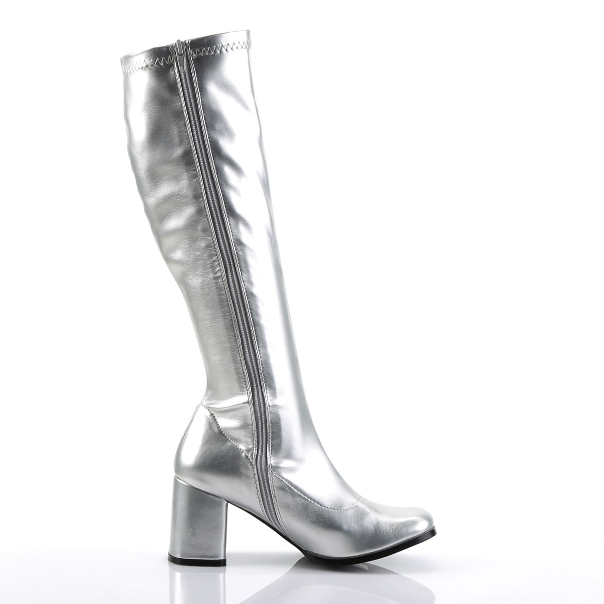 GOGO-300 Funtasma Fantasy Silver Met Stretch Pu Women's Boots [Retro Knee High Boots]