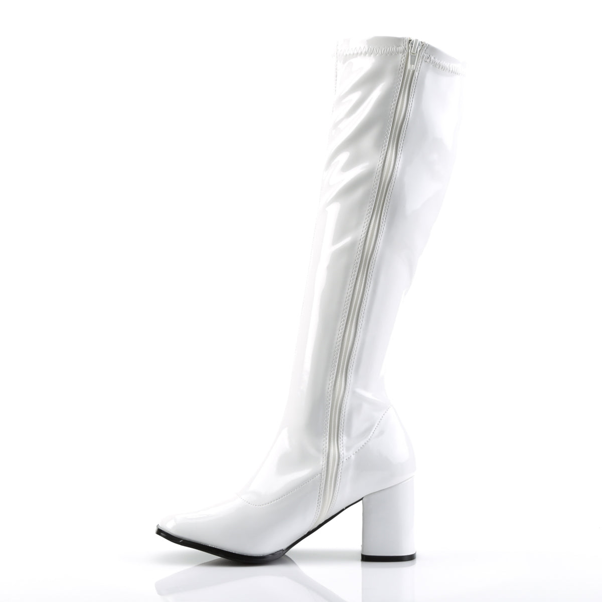 GOGO-300 Funtasma Fantasy White Stretch Patent Women's Boots [Retro Knee High Boots]