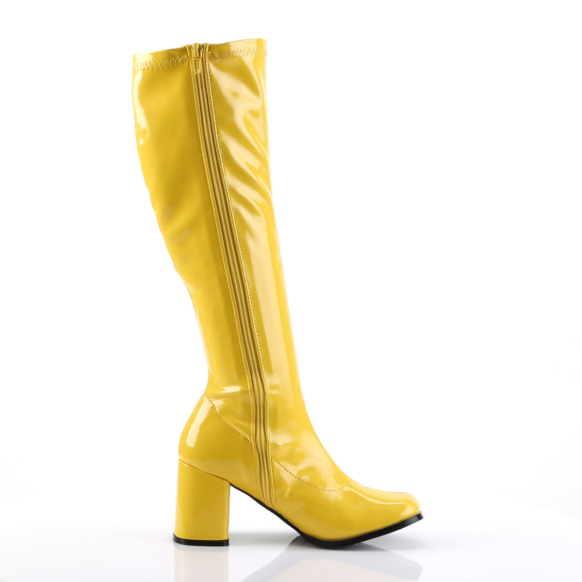GOGO-300 Funtasma Fantasy Yellow Stretch Patent Women's Boots [Retro Knee High Boots]