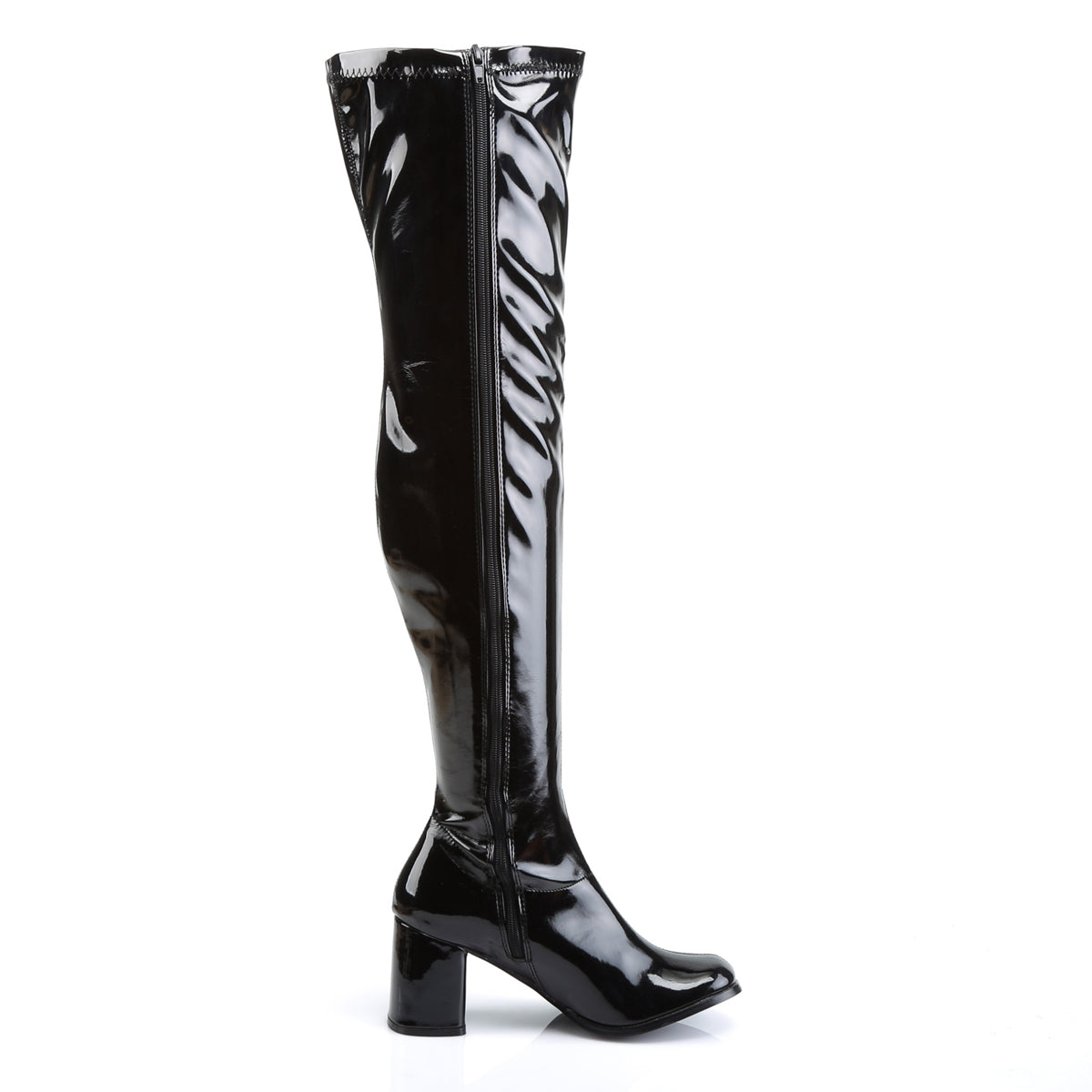 GOGO-3000 Funtasma Fantasy Black Stretch Patent Women's Boots [Retro Knee High Boots]