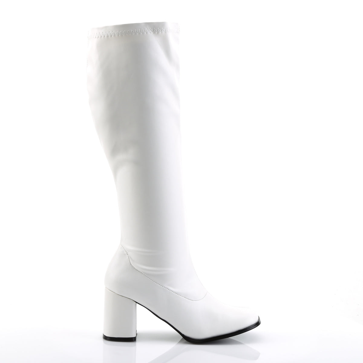 GOGO-300WC Funtasma Fantasy White Stretch Pu Plus Sizes & Wide Width/Shaft [Retro Knee High Boots]