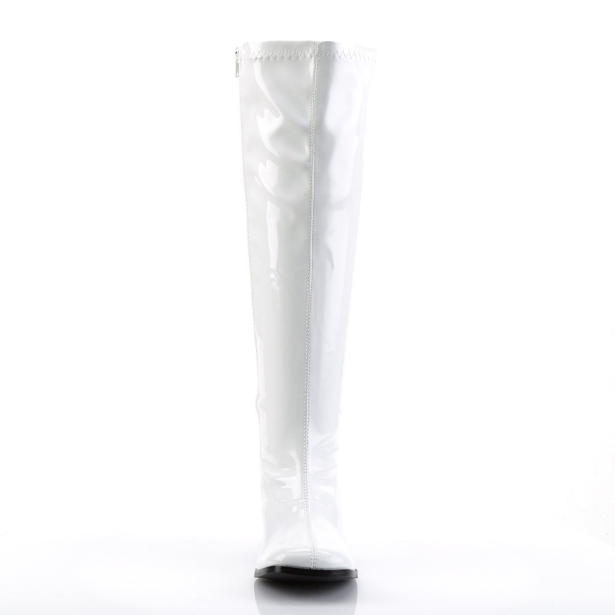 GOGO-300WC Funtasma Fantasy White Stretch Patent Plus Sizes & Wide Width/Shaft [Retro Knee High Boots]