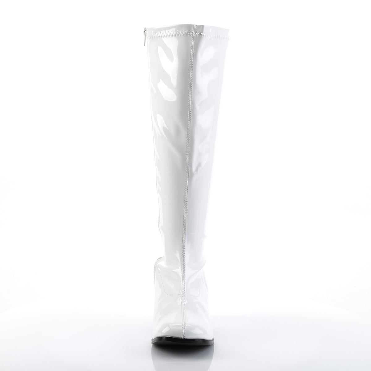 GOGO-300X Funtasma Fantasy White Stretch Patent Plus Sizes & Wide Width/Shaft [Retro Knee High Boots]