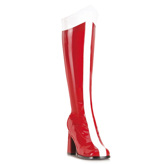 GOGO-305 Fancy Dress Costume Funtasma Women's Boots Red-Wht Str Pat