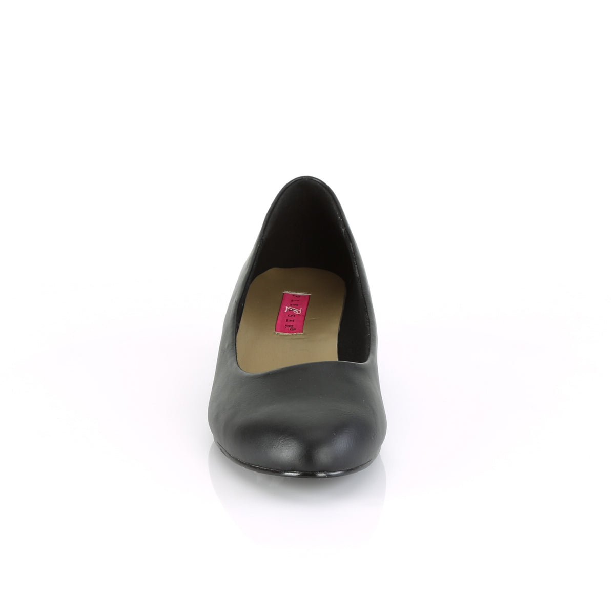 GWEN-01 Large Size Ladies Shoes Pleaser Pink Label Single Soles Black Faux Leather