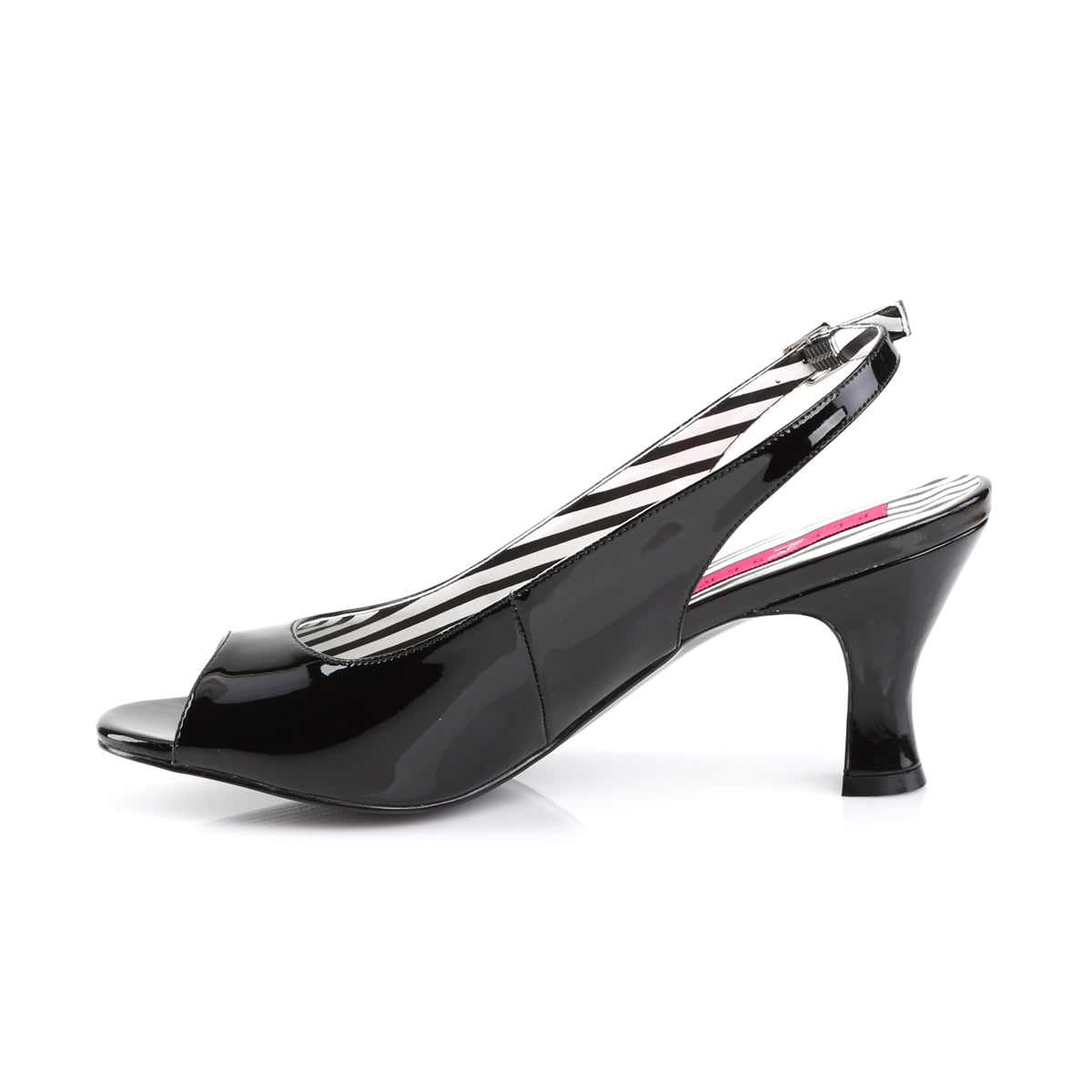 JENNA-02 Large Size Ladies Shoes Pleaser Pink Label Single Soles Black Pat