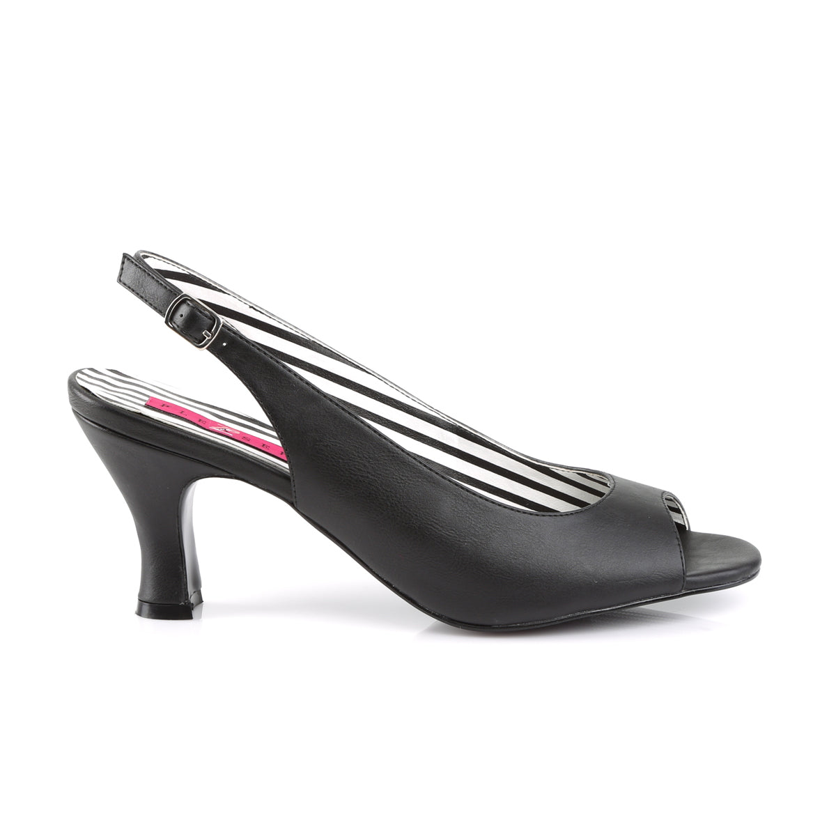 JENNA-02 Large Size Ladies Shoes Pleaser Pink Label Single Soles Black Faux Leather