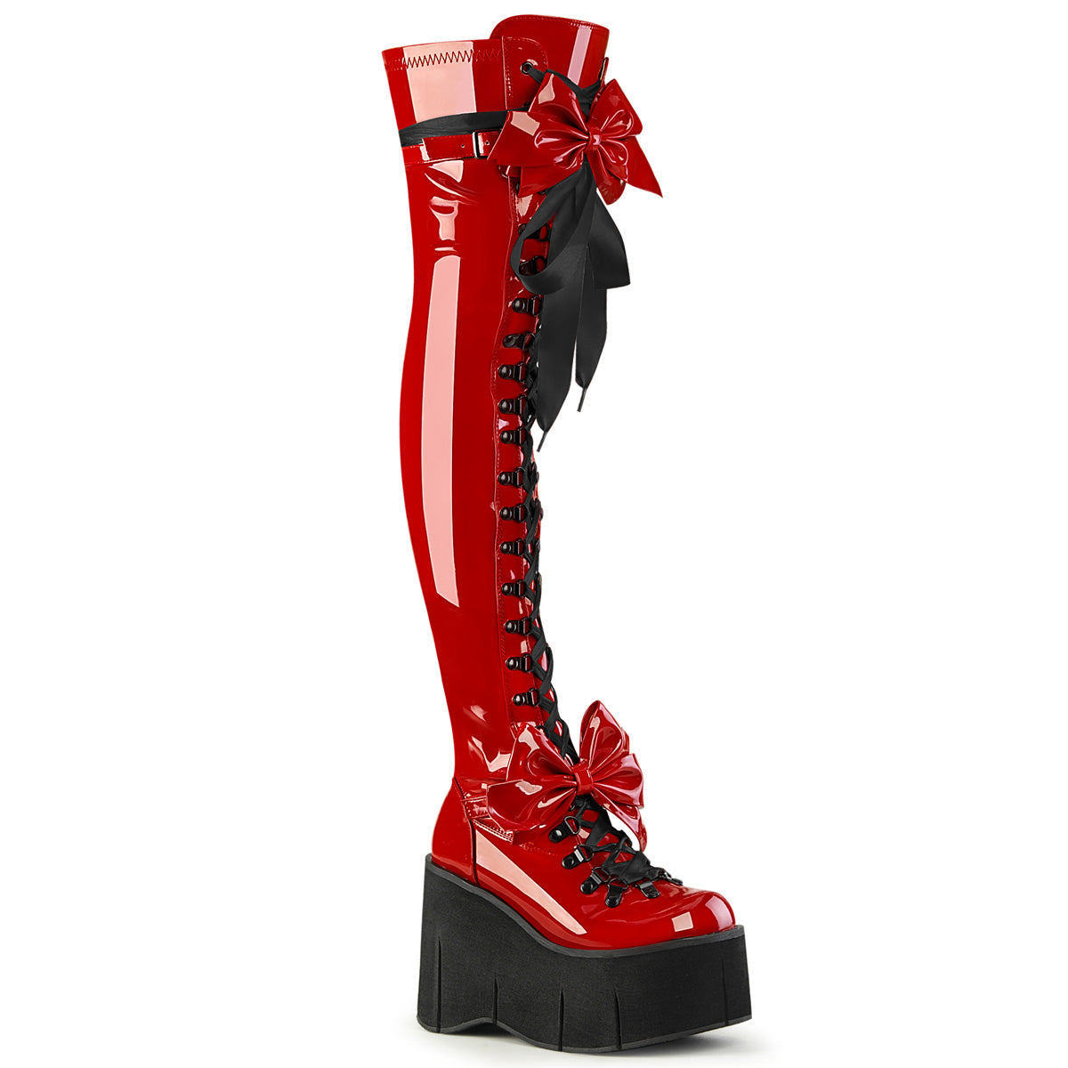 KERA-303 Alternative Footwear Demoniacult Women's Over-the-Knee Boots Red  Pat