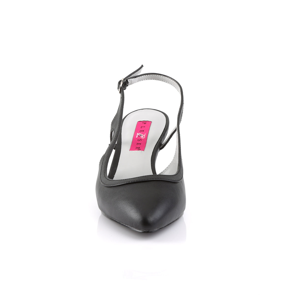 KITTEN-02 Large Size Ladies Shoes Pleaser Pink Label Single Soles Black Faux Leather