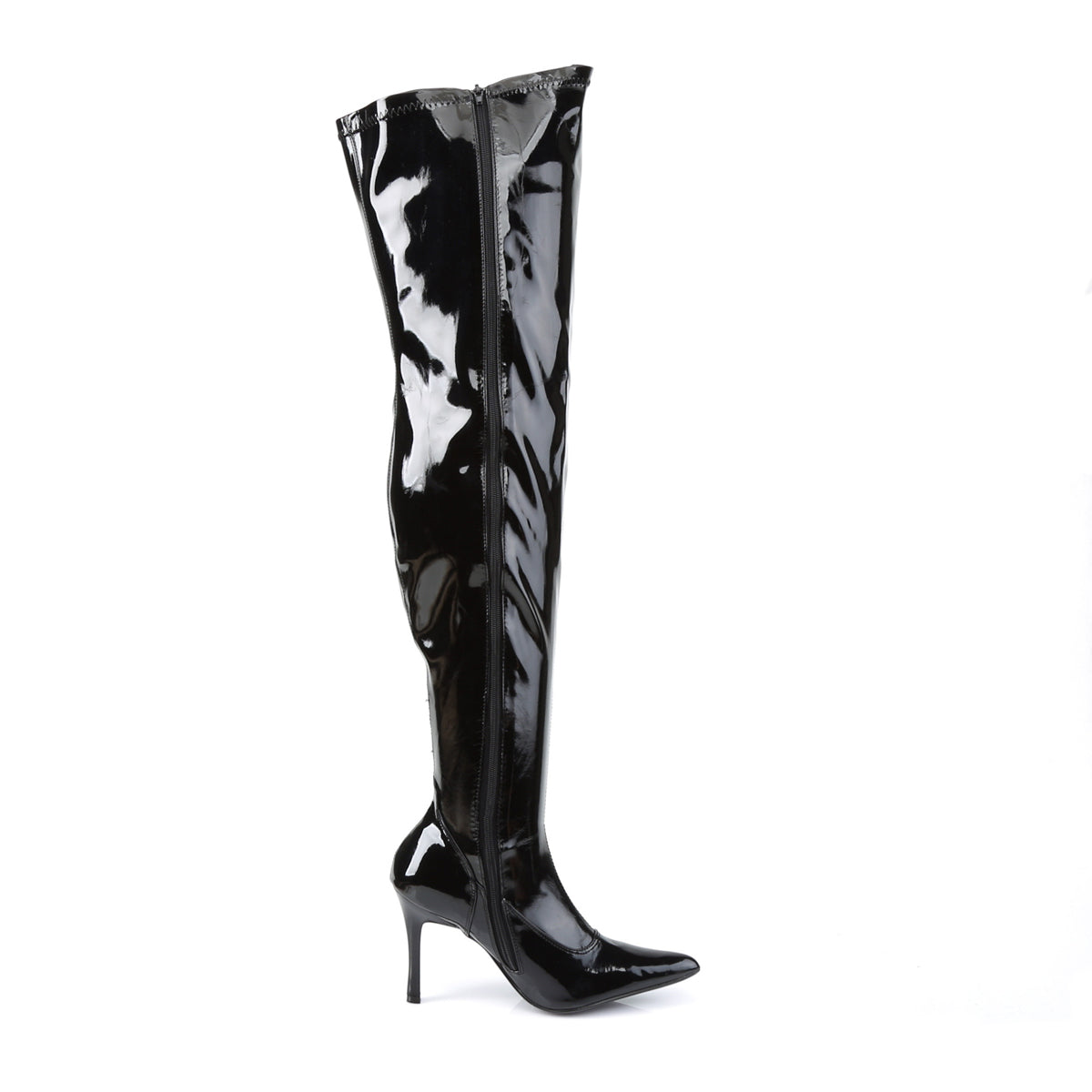 LUST-3000X Funtasma Fantasy Black Stretch Patent Plus Sizes & Wide Width/Shaft [Fancy Dress Costume Shoes]