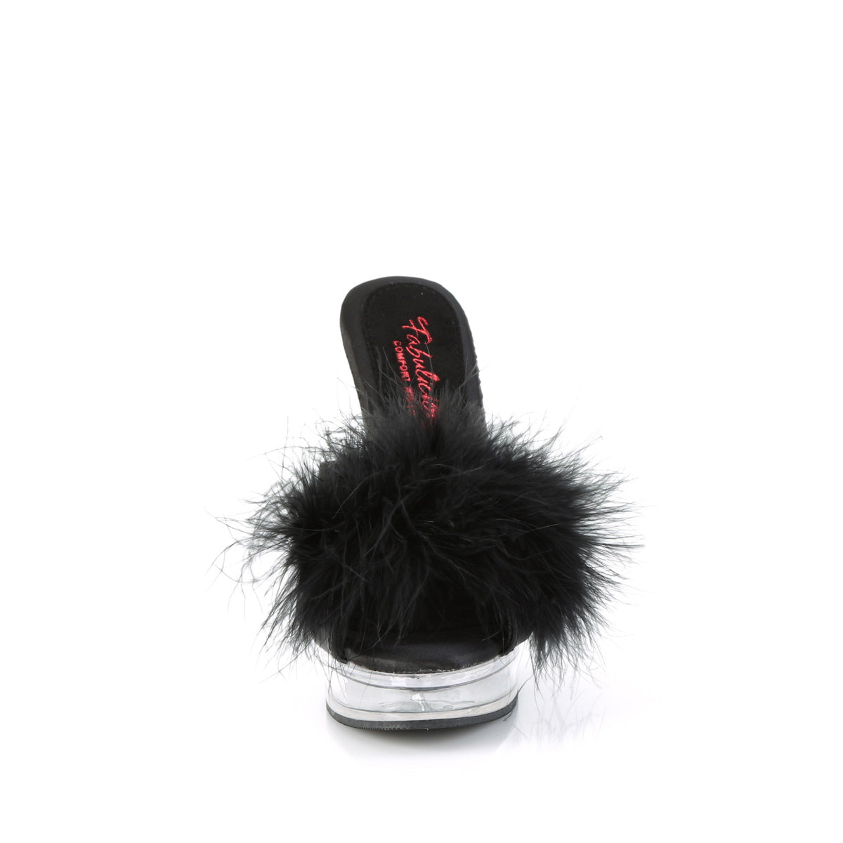 MAJESTY-501F-8 Fabulicious Black Faux Leather-Fur/Clear Shoes [Sexy Shoes]