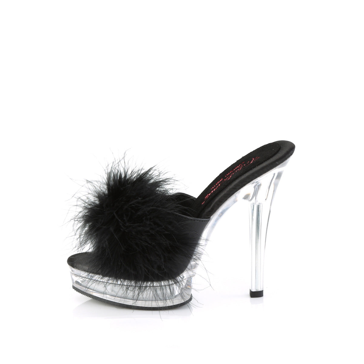 MAJESTY-501F-8 Fabulicious Black Faux Leather-Fur/Clear Shoes [Sexy Shoes]