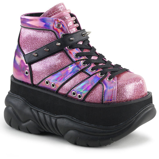 NEPTUNE-100 Alternative Footwear Demonia Unisex Platform Shoes & Boots Pink Glitter-Silver/Vegan Leather