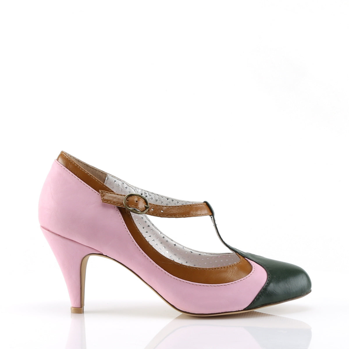 PEACH-03 Pin Up Couture B.Pink Multi Faux Leather Single Soles [Retro Glamour Shoes]
