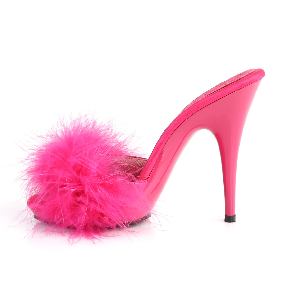 POISE-501F Fabulicious H Pink Satin-Marabou Fur/H Pink Shoes [Sexy Shoes]