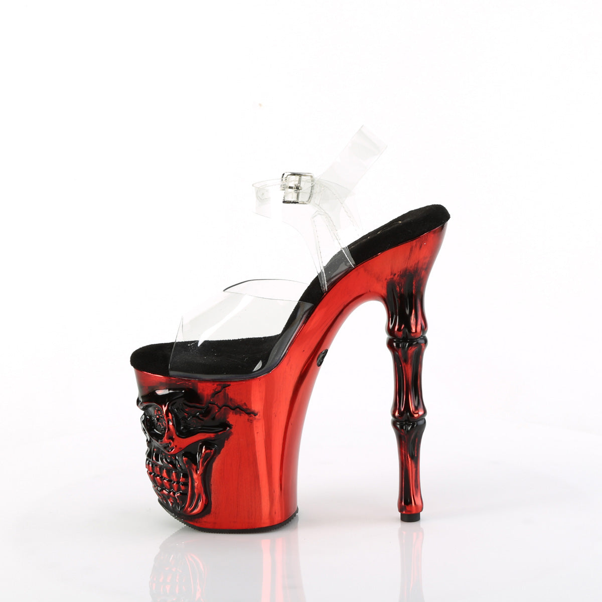 RAPTURE-808-LT Pleaser Clear/Satin Red Chrome Platform Shoes [Pole Dancer Shoes]