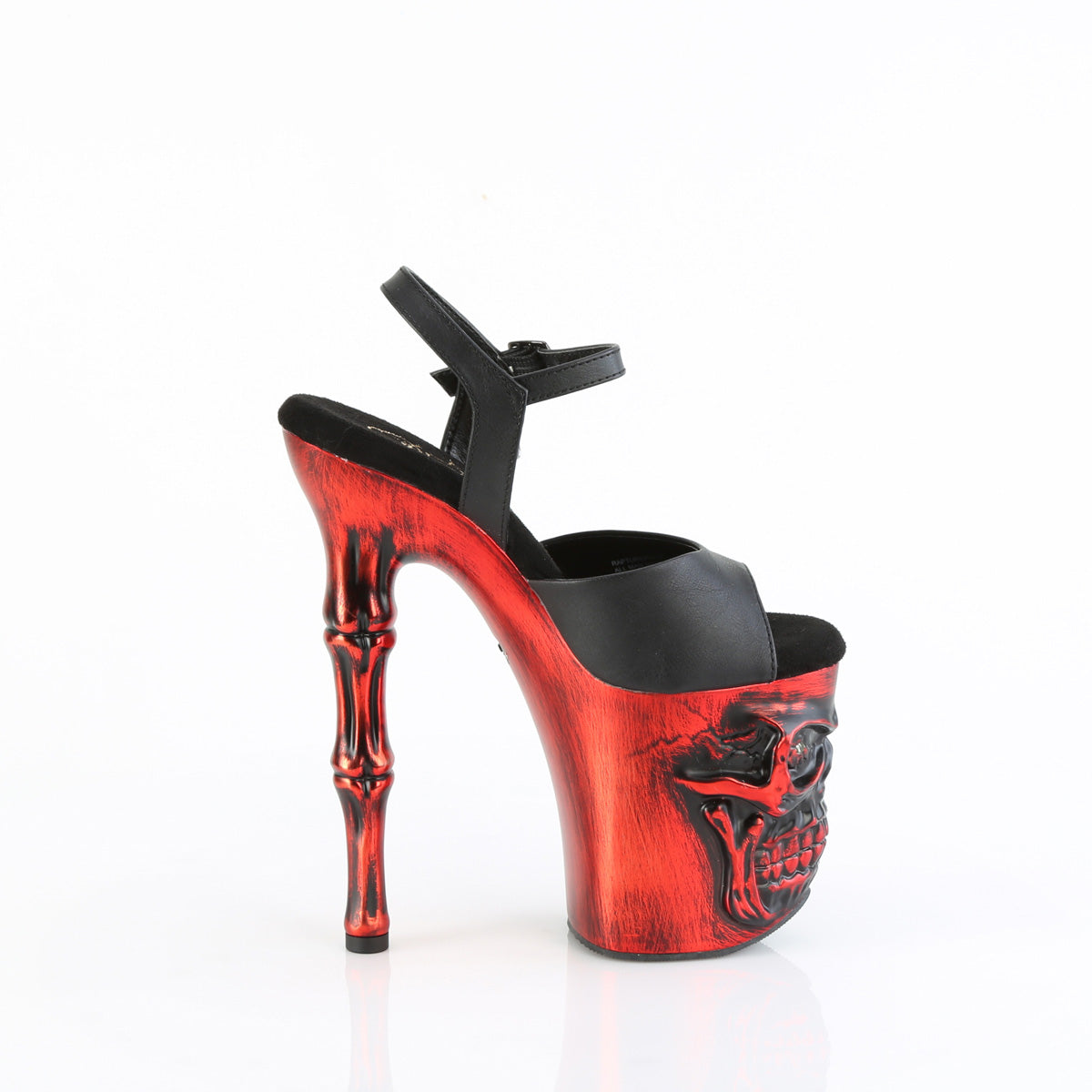 RAPTURE-809-LT Pleaser Black Faux Leather/Satin Red Chrome Platform Shoes [Pole Dancer Shoes]
