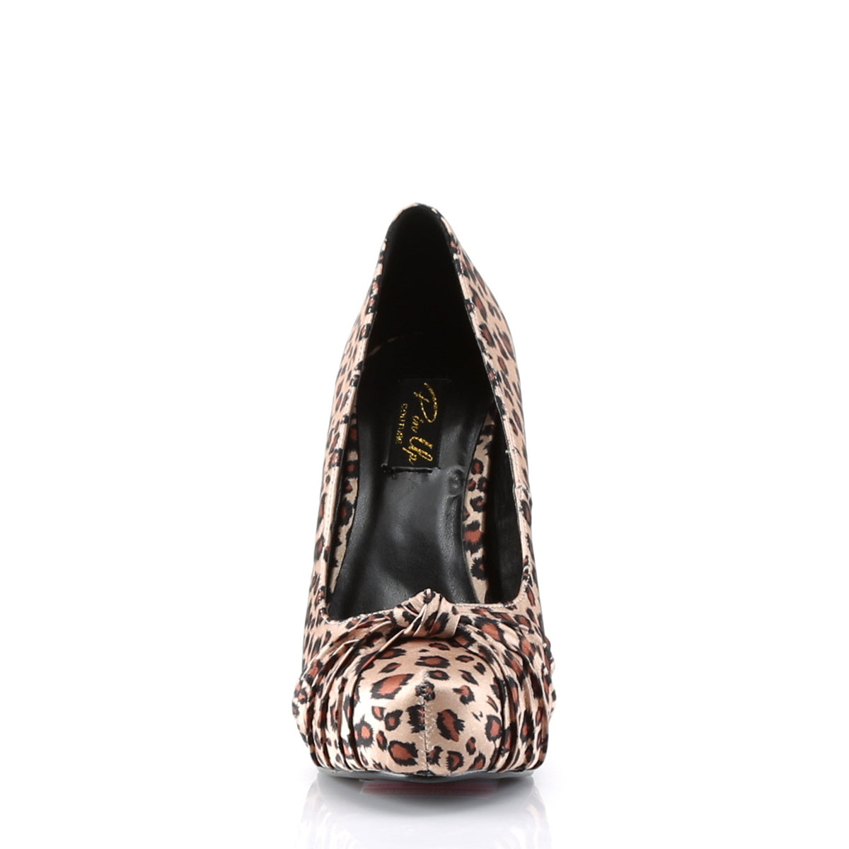 SAFARI-06 Retro Glamour Pin Up Couture Platforms Tan Leopard Print Satin