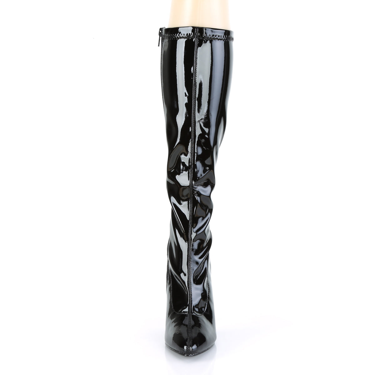 SEDUCE-2000 Pleaser Black Stretch Patent Single Sole Shoes [Knee High Boots]