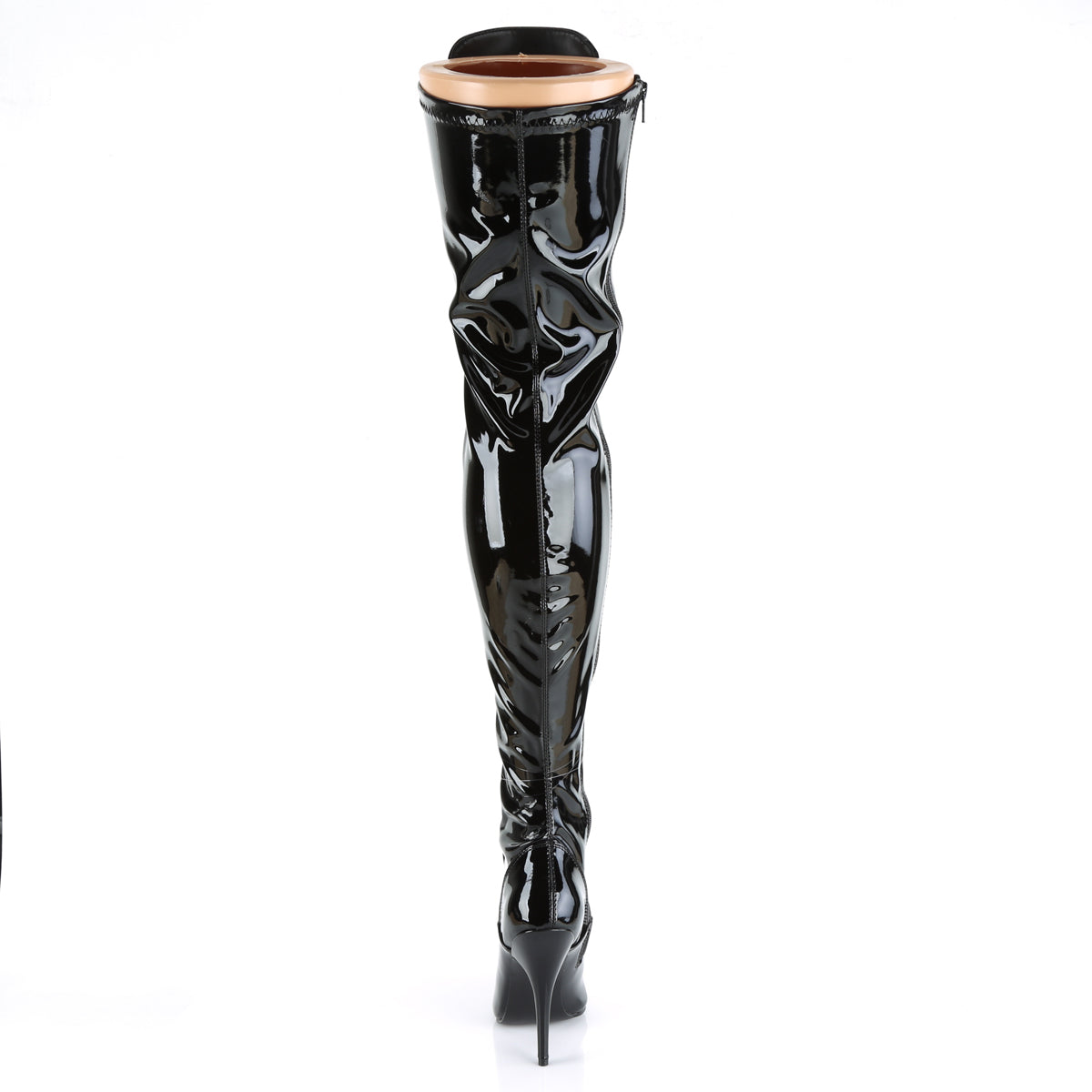 SEDUCE-3024 Pleaser Black Stretch Patent Single Sole Shoes [Thigh High Boots]