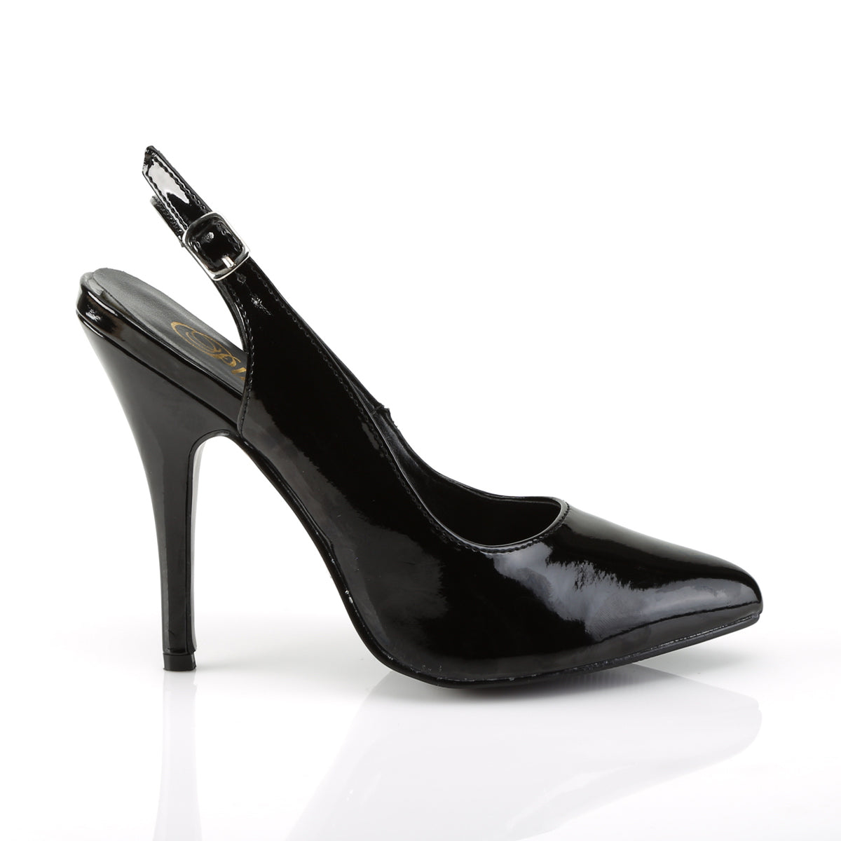 SEDUCE-317 Pleaser Black Patent Sexy Single Sole Shoes (Fetish Footwear)