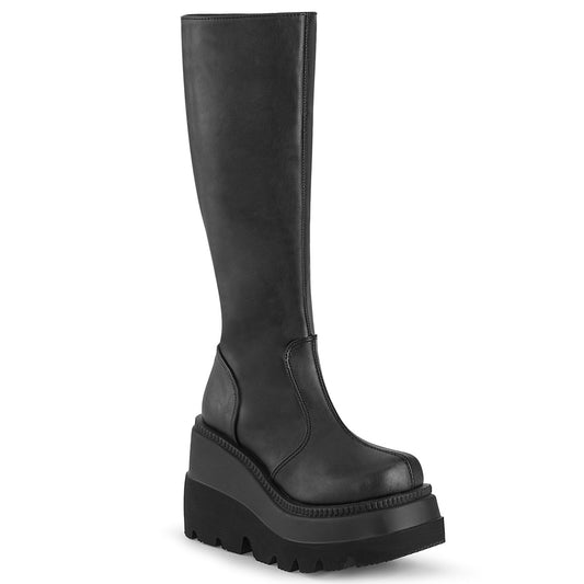 SHAKER-100 Alternative Footwear Demonia Women's Mid-Calf & Knee High Boots Blk Vegan Leather