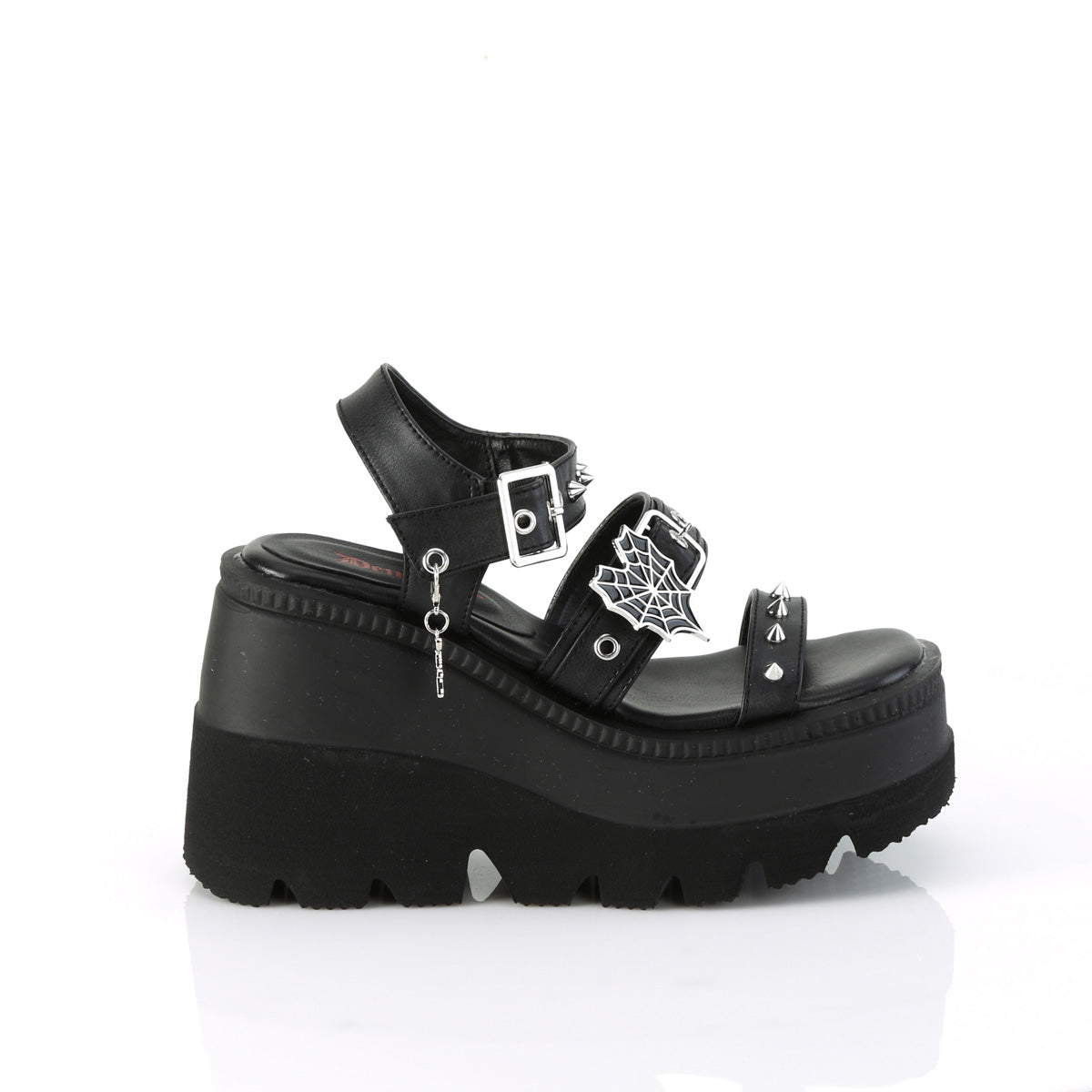SHAKER-13 DemoniaCult Black Vegan Leather Sexy Women's Sandals (Alternative Footwear)