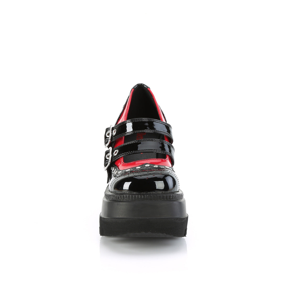 SHAKER-27 Demonia Black-Red Patent Women's Heels & Platform Shoes [Demonia Cult Alternative Footwear]
