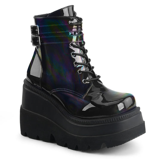 SHAKER-52 Alternative Footwear Demonia Women's Ankle Boots Blk Hologram