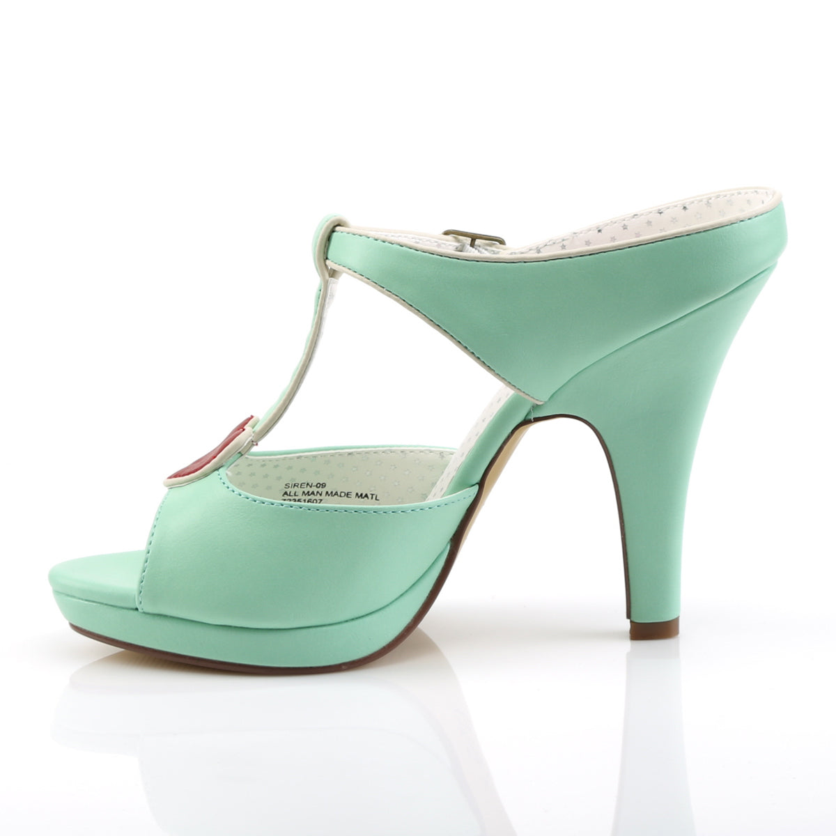SIREN-09 Retro Glamour Pin Up Couture Platforms Mint Faux Leather