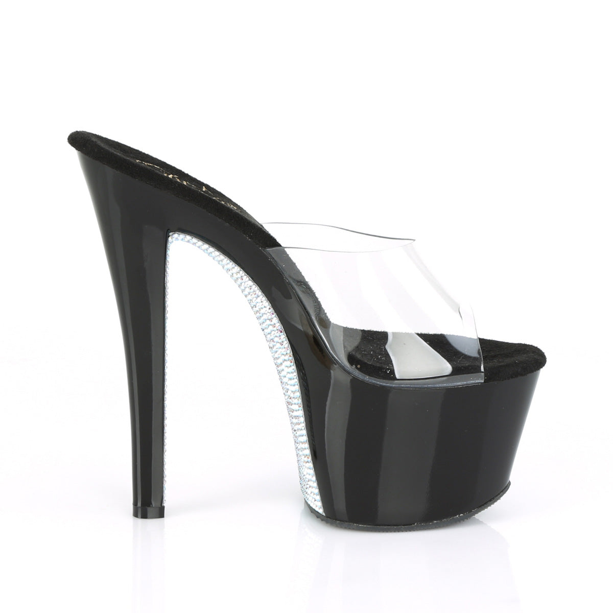 SKY-301CRS Pleaser Clear/Black-Silver AB Rhinestone Platform Shoes [Pole Dancing Shoes]