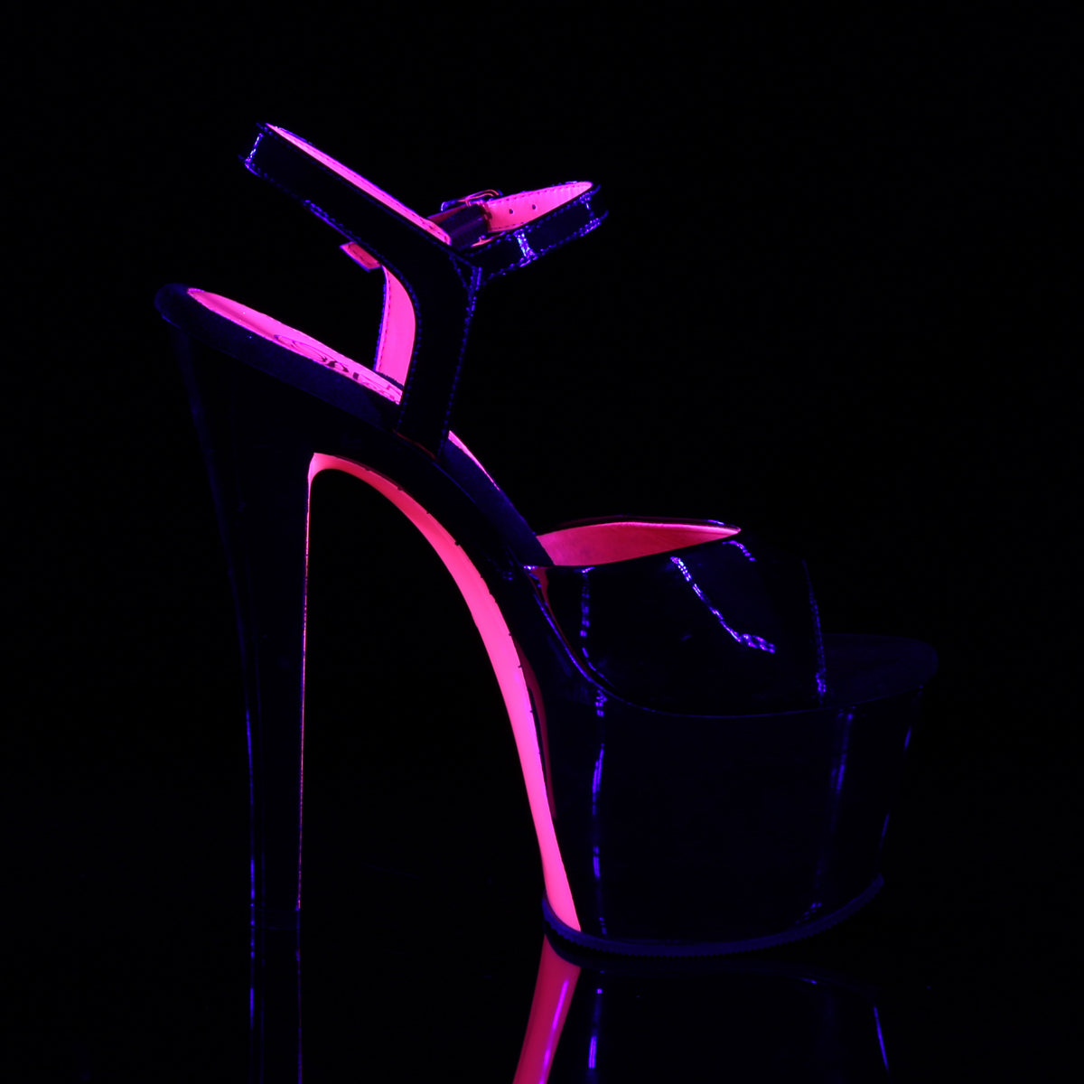 SKY-309TT Pleaser Black/Neon Pink Sexy Platform Shoes (Pole Dancing Heels)