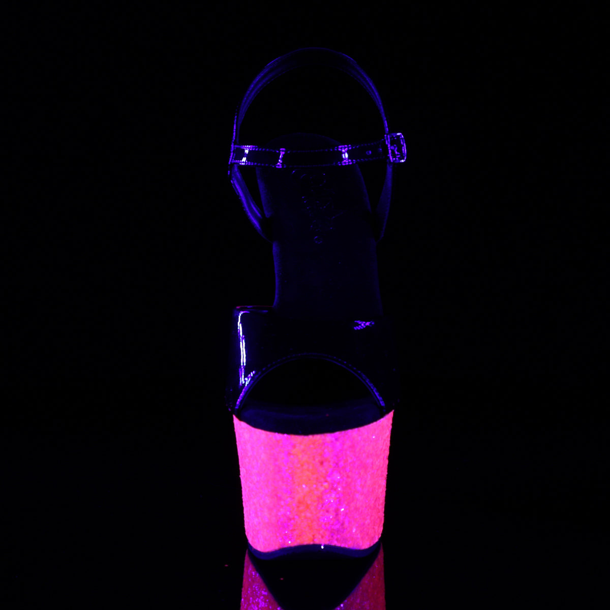 SKY-309UVLG Pleaser Black Patent/Neon H Pink Glitter Platform Shoes [Pole Dancing Shoes]