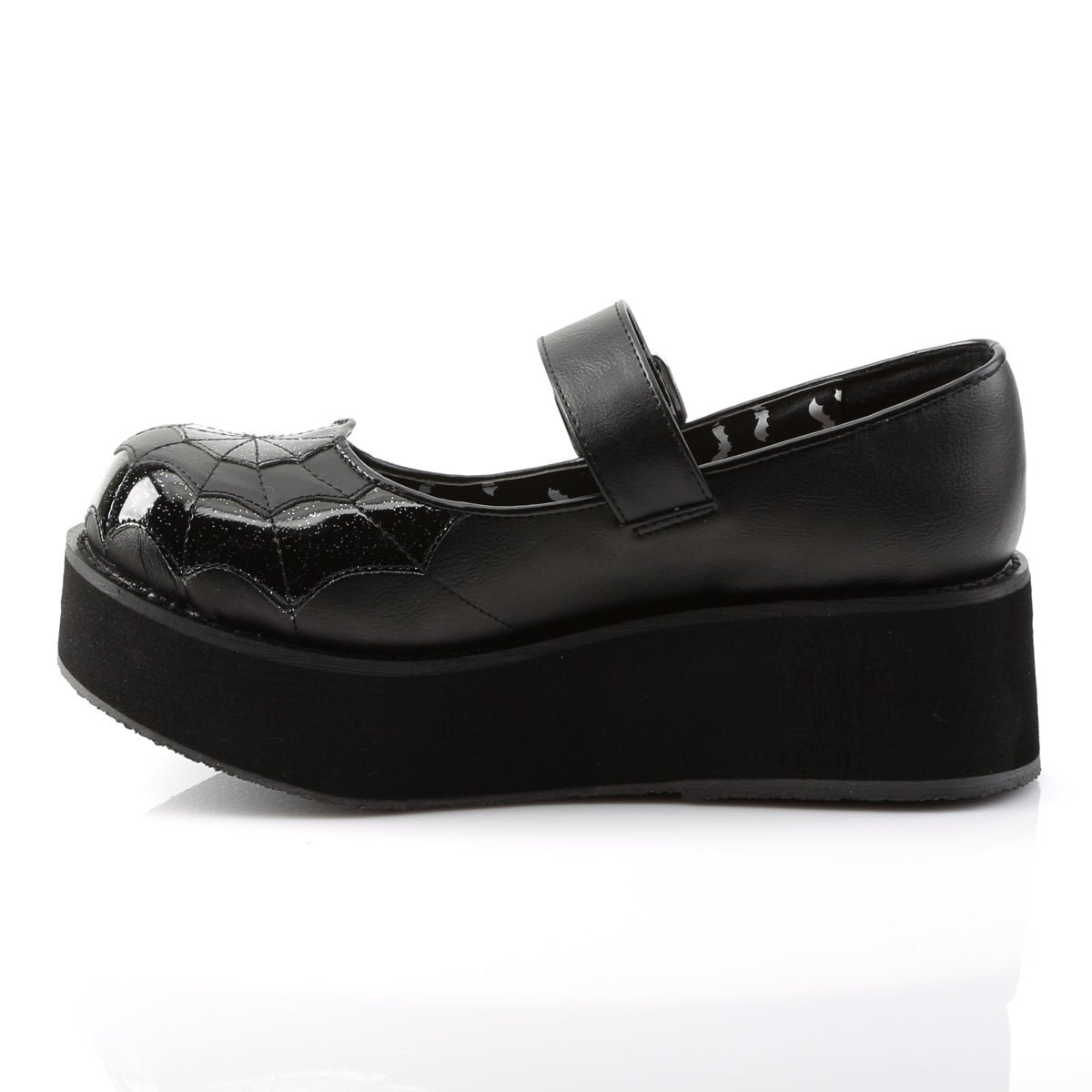 SPRITE-05 Demonia Black Vegan Leather-Black Patent Women's Heels & Platform Shoes [Demonia Cult Alternative Footwear]