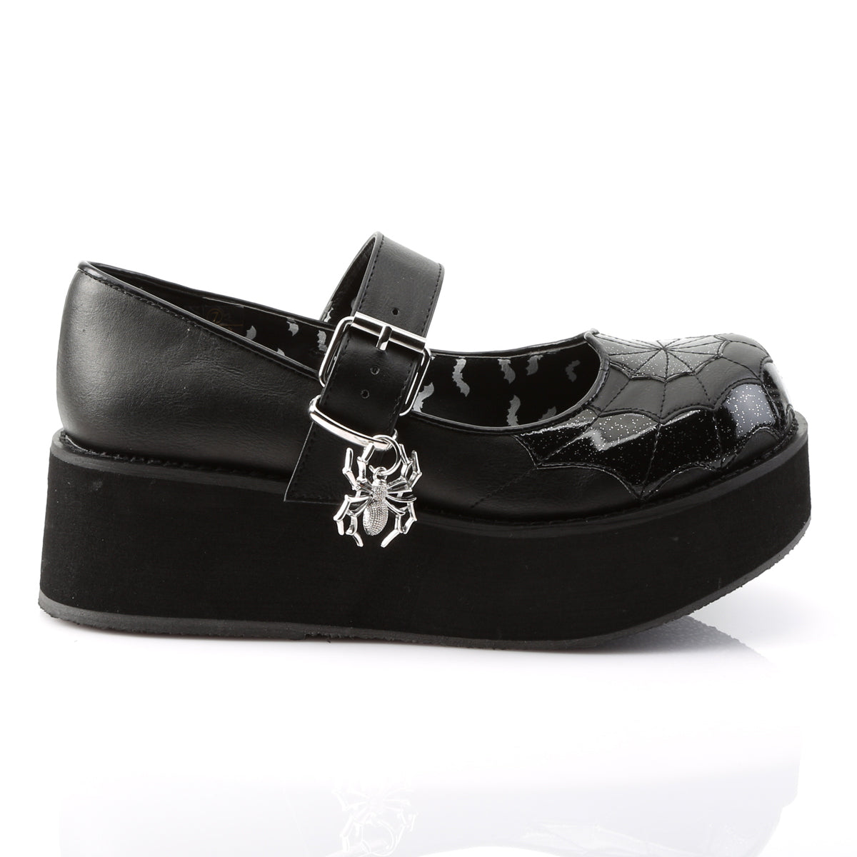 SPRITE-05 Demonia Black Vegan Leather-Black Patent Women's Heels & Platform Shoes [Demonia Cult Alternative Footwear]
