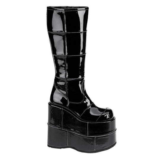 STACK-301 Alternative Footwear Demonia Unisex Platform Shoes & Boots Blk Pat