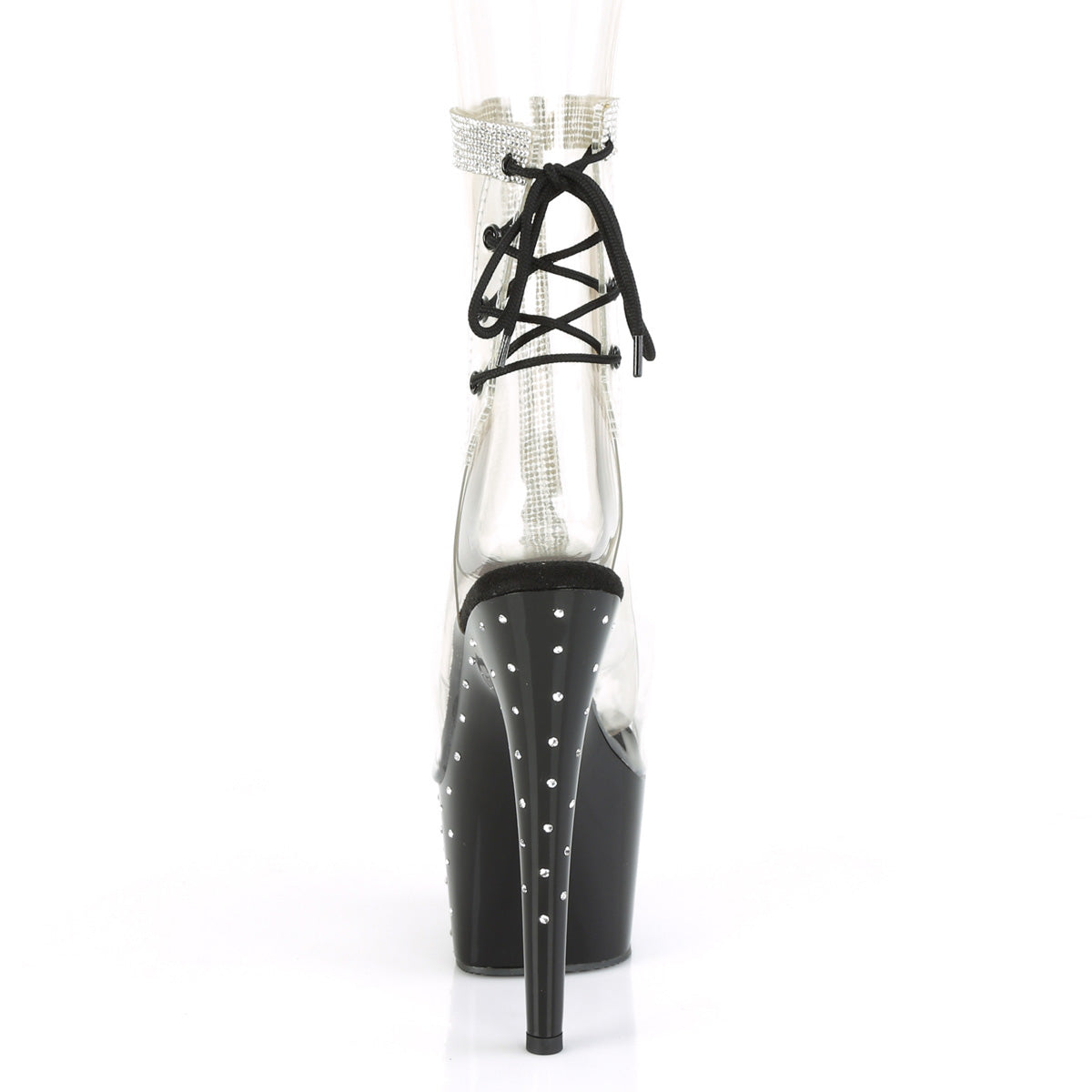 STARDUST-1018C-2RS Pleaser Clear/Black Platform Shoes [Sexy Ankle Boots]